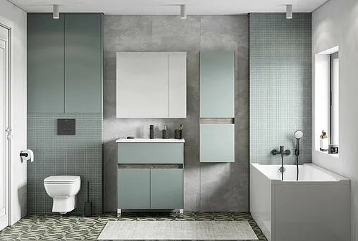 Тумба под умывальник Aquaton Форест 75 дуб рошелье/сумеречный голубой 1A278301FR9C0