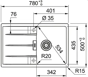 Мойка кухонная Franke Fragranite CNG 61½11-78 бежевый 114.0639.686 Мойка кухонная Franke Fragranite CNG 61½11-78 бежевый 114.0639.686, 2