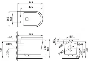Унитаз подвесной безободковый BelBagno Ancona белый BB1224CHR-SM Унитаз подвесной безободковый BelBagno Ancona белый BB1224CHR-SM, 2