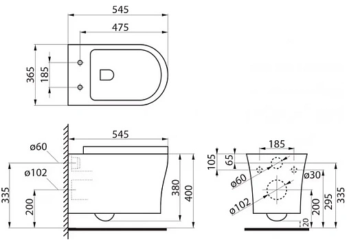 Унитаз подвесной безободковый BelBagno Ancona белый BB1224CHR-SM