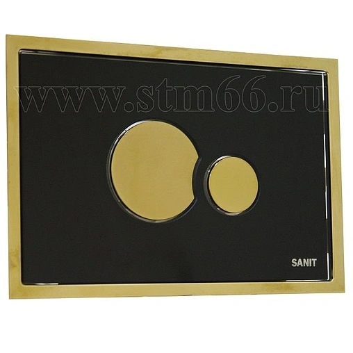 Клавиша смыва для унитаза Sanit SG706 16.721.88..0000 кнопки/золото, панель/стекло черный