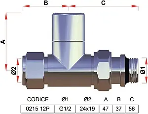 Вентиль запорный прямой M24x19 x ½"н LadyFAR белый/серебро FL 0215 12P Вентиль запорный прямой M24x19 x ½"н LadyFAR белый/серебро FL 0215 12P, 2