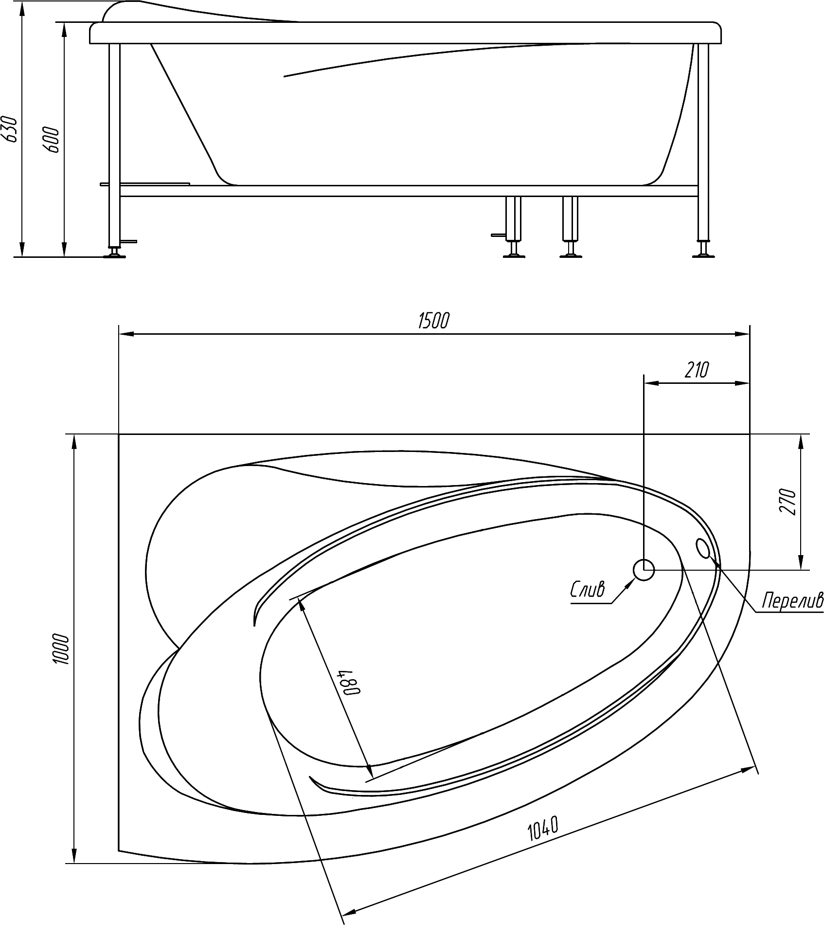 Ванна акриловая BellRado Глория 150x100 L BR7011004-00(L)