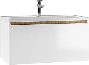 Тумба-умывальник подвесной Домино Senator 80 белый/дуб вотан DS4302T+4670142930273, 1