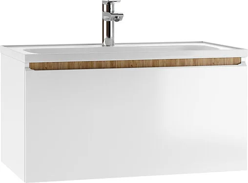 Тумба-умывальник подвесной Домино Senator 80 белый/дуб вотан DS4302T+4670142930273