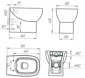 Унитаз приставной безободковый Sanita Luxe Infinity Rimless белый INFSLBW0104R Унитаз приставной безободковый Sanita Luxe Infinity Rimless белый INFSLBW0104R, 2