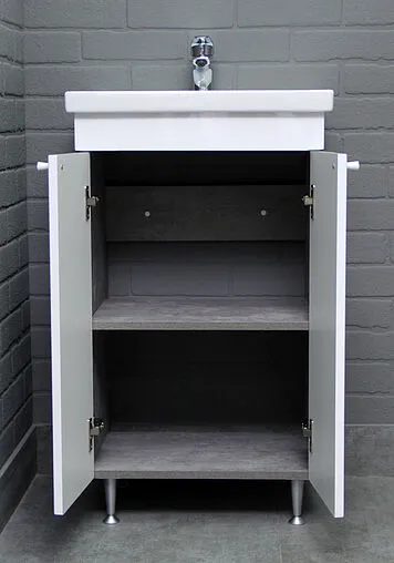 Тумба-умывальник напольный Домино Промо 50 бетон/белый DP2616T+S-UM-COM50/1-w