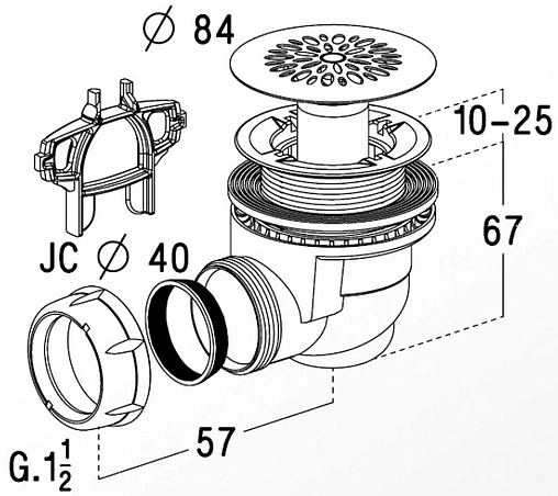 Сифон для душевого поддона Nicoll 580 хром 0205001