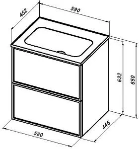 Тумба-умывальник Aquanet Арт 60 мисти грин 00313274+00306390, 2