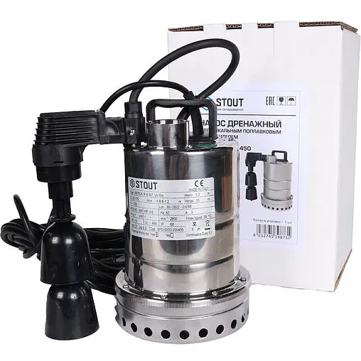 Насос дренажный Q=10.5м³/ч H=10м Stout SPD-0003-200450 Насос дренажный Q=10.5м³/ч H=10м Stout SPD-0003-200450