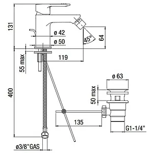 Смеситель для биде Nobili New Road хром RD00119/1CR Смеситель для биде Nobili New Road хром RD00119/1CR, 2