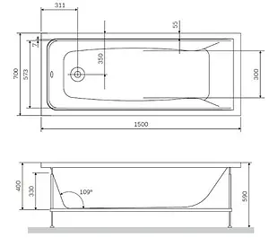 Ванна акриловая Am.Pm Gem 150x70 W90A-150-070W-A Ванна акриловая Am.Pm Gem 150x70 W90A-150-070W-A, 2