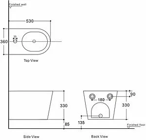 Биде напольное Aquanet Tavr 2.0 белый Tavr 2.0 B, 2