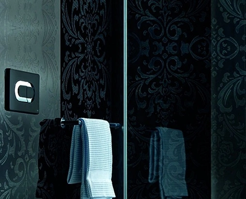 Клавиша смыва для унитаза OLI Salina Oliveira 640097 кнопки/черный матовый, рамка/хром глянцевый