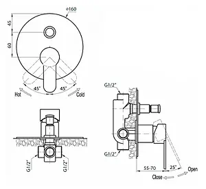 Смеситель для ванны скрытого монтажа Cezares Laconico белый матовый/хром LACONICO-C-VDI-BLC Смеситель для ванны скрытого монтажа Cezares Laconico белый матовый/хром LACONICO-C-VDI-BLC, 2