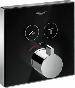 Термостат для 2 потребителей Hansgrohe ShowerSelect Glass чёрный/хром 15738600, 1