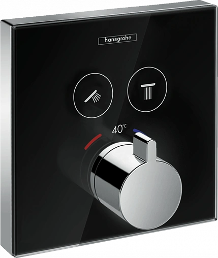 Термостат для 2 потребителей Hansgrohe ShowerSelect Glass черный/хром 15738600