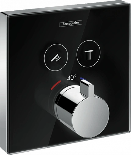 Термостат для 2 потребителей Hansgrohe ShowerSelect Glass чёрный/хром 15738600