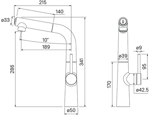 Смеситель для кухни с подключением к фильтру IDDIS Pure чёрный матовый PURBLFBi05