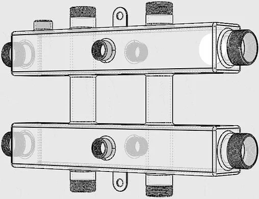 Коллектор распределительный 3 контура 1¼&quot;н x 1&quot;н Север-КМ3(Aisi) 1915023