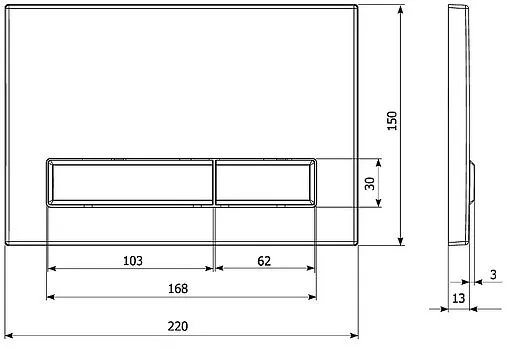 Клавиша смыва для унитаза KK-POL M08 350/PPC/114-00-00 черный матовый