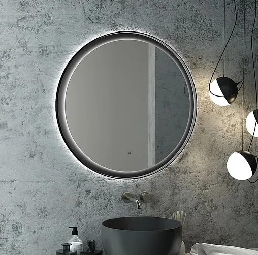 Зеркало с подсветкой Continent Planet black Led 80 с бесконтактным сенсором чёрный ЗЛП684