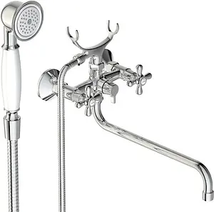 Смеситель для ванны с длинным изливом Vidima Retro хром/белый BA347AA Смеситель для ванны с длинным изливом Vidima Retro хром/белый BA347AA, 1