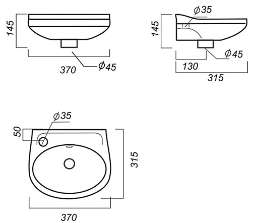 Раковина Sanita Лада 37 белый WB.MN/Lada/37-L/WHT.G/S1