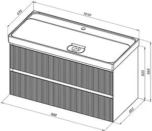 Тумба-умывальник подвесная Aquanet Альтера 100 белый матовый 00337157+00333270, 2