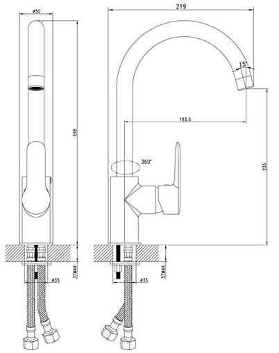 Смеситель для кухни IDDIS Cuba хром CUBSBJ0i05
