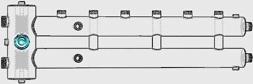 Распределительный коллектор 4 контура с гидрострелкой 1¼&quot;н x 1&quot;н Север-R-М4 1945010