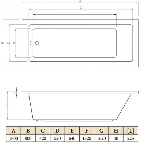 Ванна акриловая C-bath Semela 180x80 CBQ014002