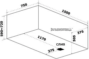 Ванна акриловая Bas Аякс стандарт 150х75 Вб00128 Ванна акриловая Bas Аякс стандарт 150х75 Вб00128, 3