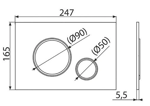 Клавиша смыва для унитаза AlcaPlast Thin M770 кнопки/белый глянцевый, кольца/хром глянцевый