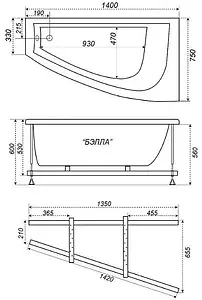 Ванна акриловая Triton Бэлла 140x75 L Н0000009409, 2