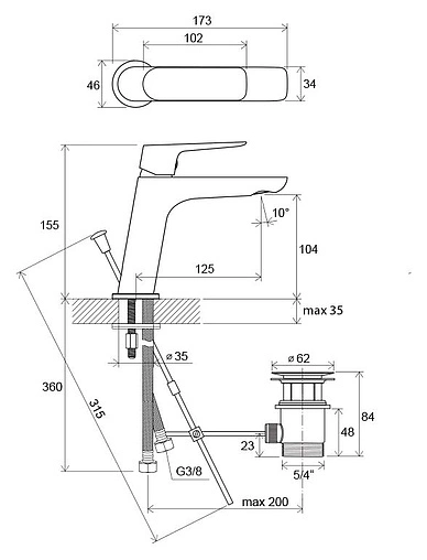 Смеситель для раковины Ravak Classic хром X070081