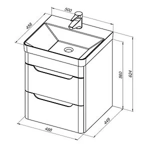 Тумба-умывальник подвесная Aquanet София 50 белый глянец 00274171+11050-KL, 2