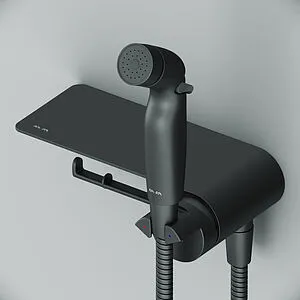 Гигиенический душ со смесителем и полкой Am.Pm Func чёрный матовый F0H8F922, 4
