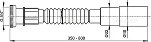 Слив гофрированный AlcaPlast 1¼x32/40мм L=350-800мм A76 Слив гофрированный AlcaPlast 1¼x32/40мм L=350-800мм A76, 2