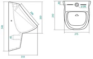 Писсуар с внешним подводом воды Santek Гала белый 1WH301774, 2