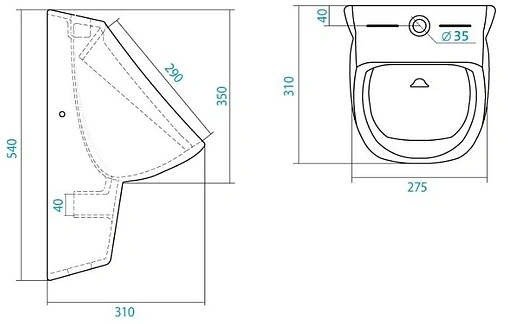 Писсуар с внешним подводом воды Santek Гала белый 1WH301774