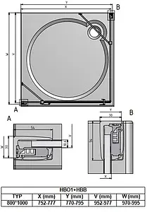 Душевое ограждение 800x1000мм прозрачное стекло Roltechnik Hitech Line HBO1+HBB/800*1000 284-8000000-06-02+286-1000000-06-02 Душевое ограждение 800x1000мм прозрачное стекло Roltechnik Hitech Line HBO1+HBB/800*1000 284-8000000-06-02+286-1000000-06-02, 3
