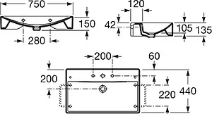 Раковина Roca Diverta 75 белый 327110000 Раковина Roca Diverta 75 белый 327110000, 2