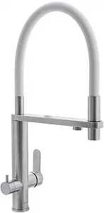 Смеситель для кухни с подключением к фильтру и выдвижным изливом Swedbe Selene Plus нержавеющая сталь/белый 8441, 4