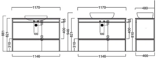 Консоль с умывальником напольная Kerama Marazzi Plaza Next 120 чёрный матовый PL.N.120.01\BLK.M+