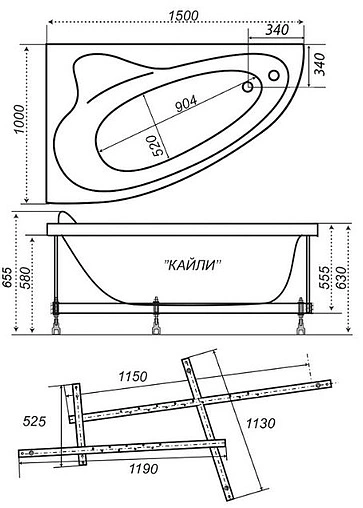 Ванна акриловая Triton Кайли 150x100 R Н0000020134