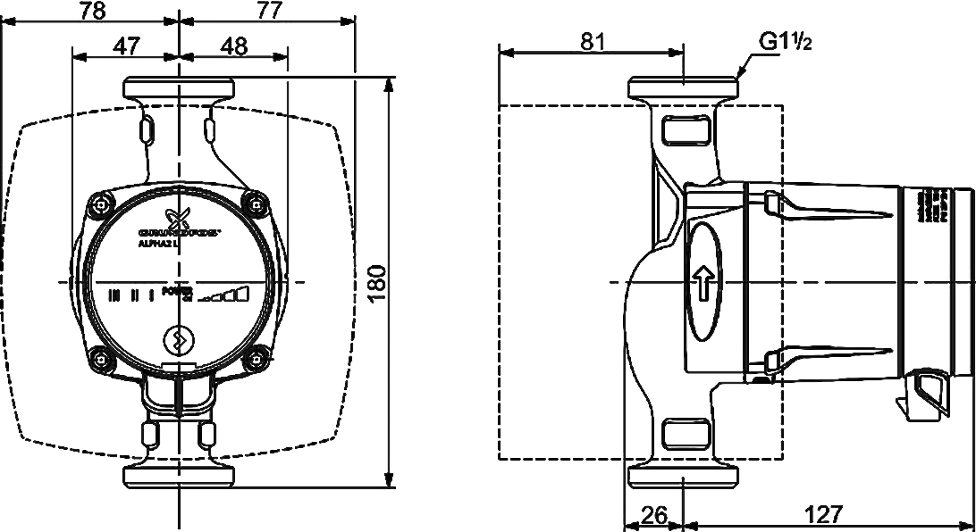 Насос циркуляционный Grundfos Alpha2 L 25-60 180 98286490