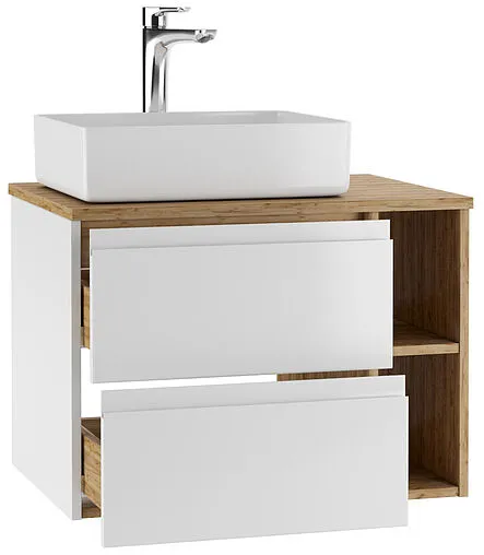 Тумба-умывальник подвесная Домино Frost 70 белый/дуб вотан DF3401T+641945