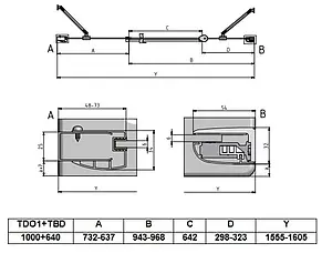 Дверь в нишу 1600мм прозрачное стекло Roltechnik Tower Line TDO1+TBD/1000*640 724-1000000-00-02+744-0580000-00-02, 2