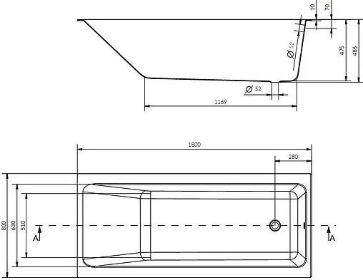 Ванна акриловая Cersanit Crea 180x80 P-WP-CREA*180NL